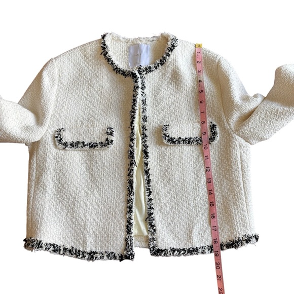 MNG Cinta Open Front Crop Tweed Jacket-Size Medium - Picture 11 of 13